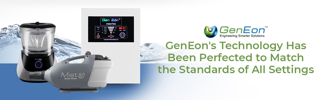 GenEon's Products Over White and Blue Background