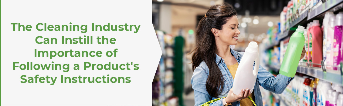 Woman Comparing Two Cleaning Products by the Safety Instructions on Their Label